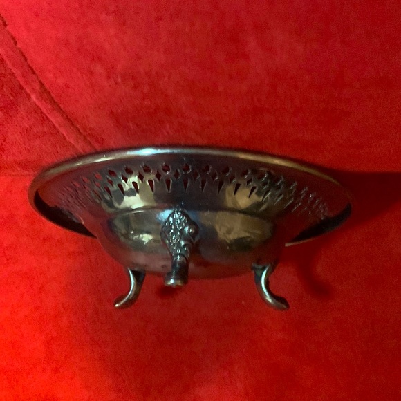 Vintage Footed Dish 91 EPCA Bristol Silver By Poole Floral Pierced - Picture 4 of 7